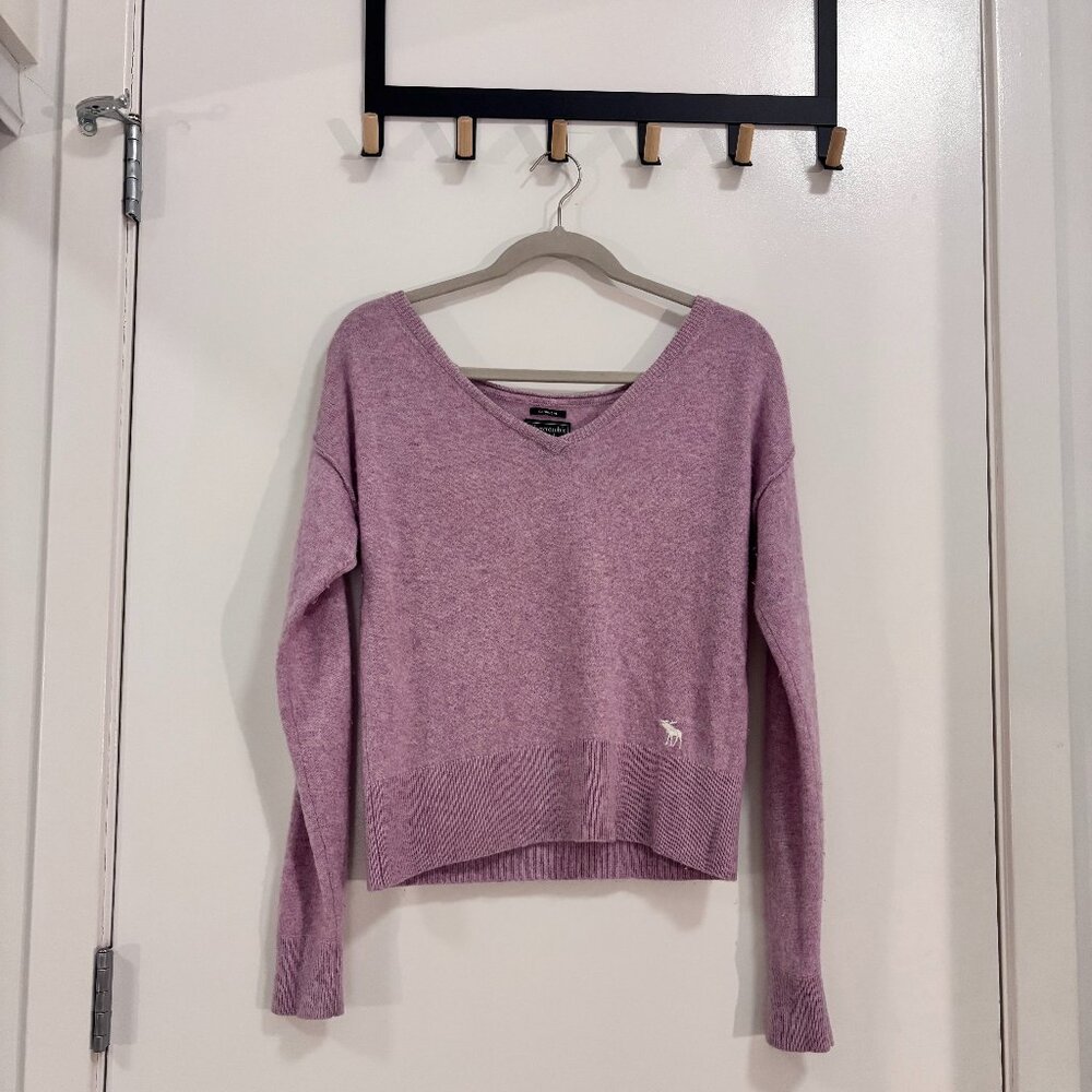 Abercrombie & Fitch 100% Cashmere V-Neck Sweater XS Purple Mauve